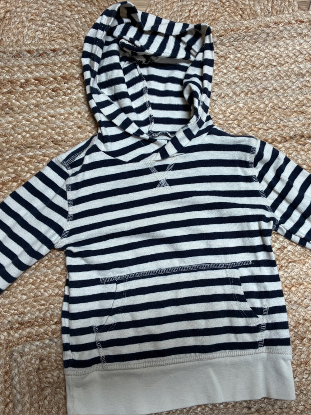 J crew navy stripped boys hooded pull over